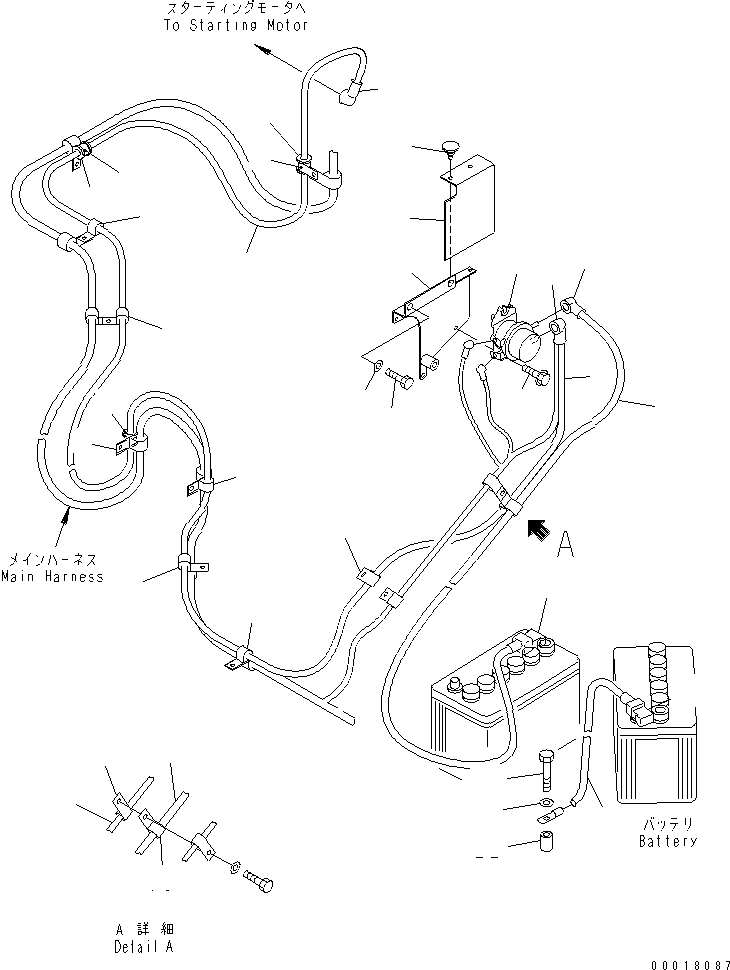 Komatsu parts book diagram for PC128US-2-A S/N 9501-UP: VEHICLE ELECTRICAL (STARTING HARNESS)