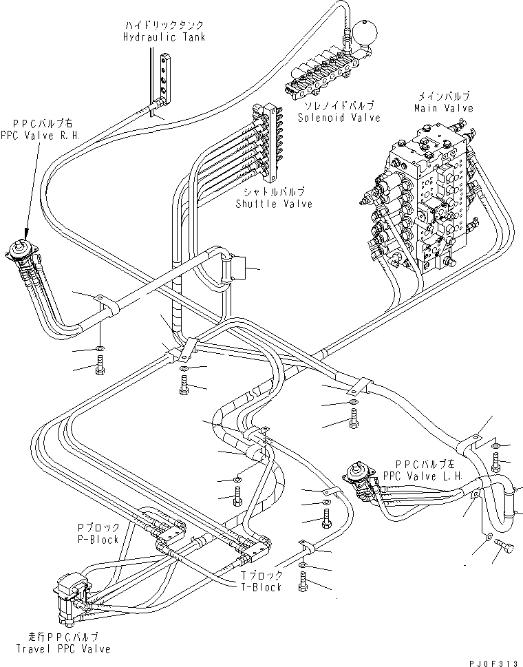 Komatsu parts book diagram for PC128US-2-A S/N 9501-UP: FLOOR FRAME (P.P.C HOSE CLAMP) (FOR BLADE)