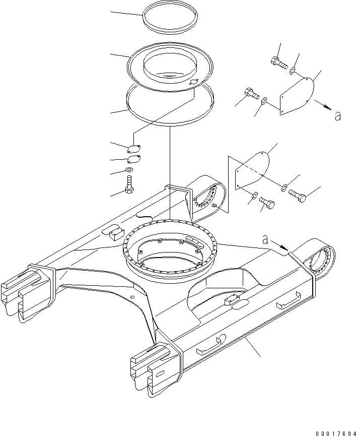 Komatsu parts book diagram for PC128US-2-A S/N 9501-UP: TRACK FRAME (FOR T/R GUARD OR UNDER COVER)