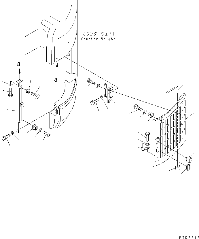 Excavators Komatsu / PC128US-2 S/N 5001-9500 (For North America)(pc128usc) / SIDE COVER L.H. (COUNTER WEIGHT COVER) (EXCEPT JAPAN) (YELLOW)(#5001-)(240140 : M1130-01A1)