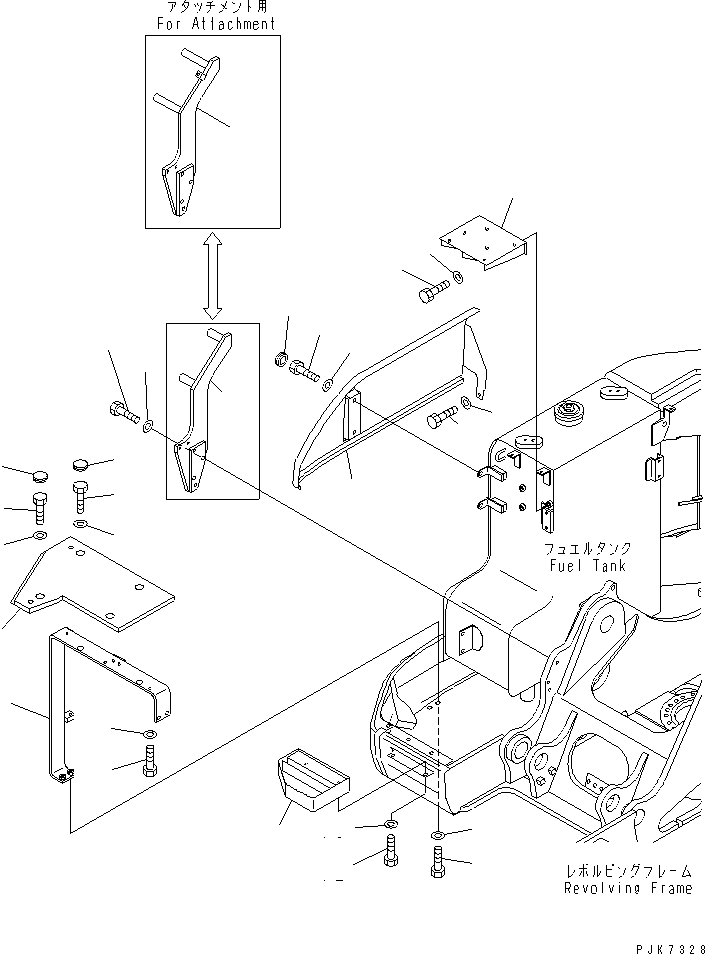 Excavators Komatsu / PC128US-2 S/N 5001-9500 (For North America)(pc128usc) / FRONT COVER (TANK COVER INSIDE) (FOR EXCEPT JAPAN) (YELLOW)(#5001-)(240240 : M1230-02A1)