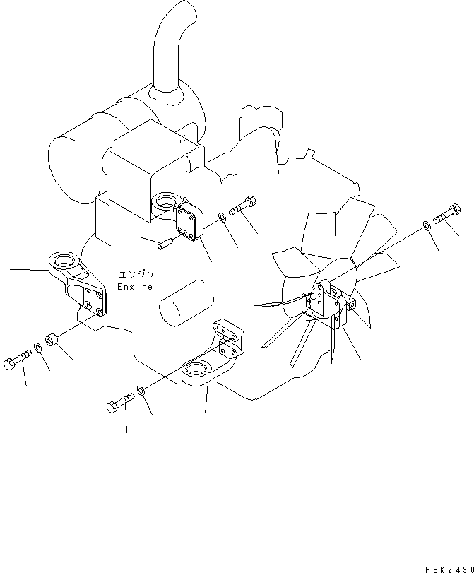 Komatsu parts book diagram for PC128UU-1 S/N 1001-UP: ENGINE (MOUNT BRACKET)(#2347-)