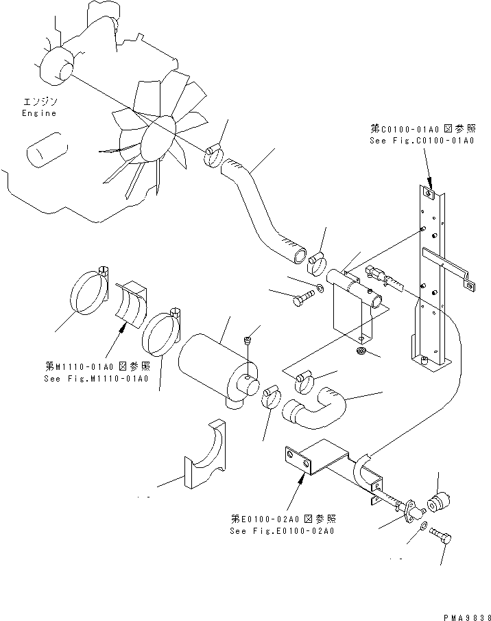 Komatsu parts book diagram for PC128UU-1 S/N 1001-UP: AIR CLEANER (DOUBLE ELEMENT)(#2347-)