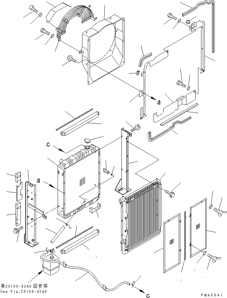 Komatsu parts book diagram for PC128UU-1 S/N 1001-UP: COOLING (RADIATOR AND OIL COOLER)(#2347-)