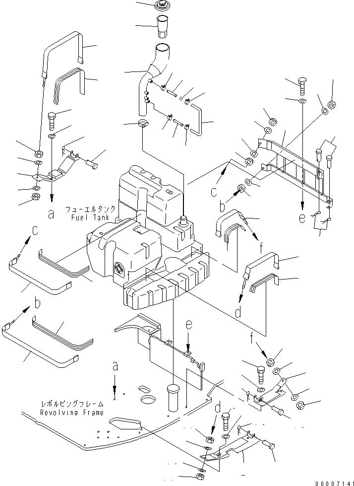 Komatsu parts book diagram for PC128UU-1 S/N 1001-UP: FUEL TANK (MOUNT)(#3692-)
