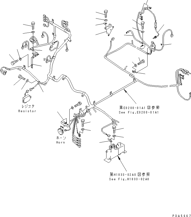 Komatsu parts book diagram for PC128UU-1 S/N 1001-UP: ELECTRICAL (MAIN HARNESS 2/2) (FOR AUTO HORIZONTALLY DIGGING)(#1001-2346)