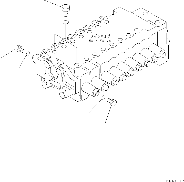 Komatsu parts book diagram for PC128UU-1 S/N 1001-UP: MAIN VALVE (PLUG) (1-ACTUATER ATTACHIMENT) (CHASSIS NOT PIPING)