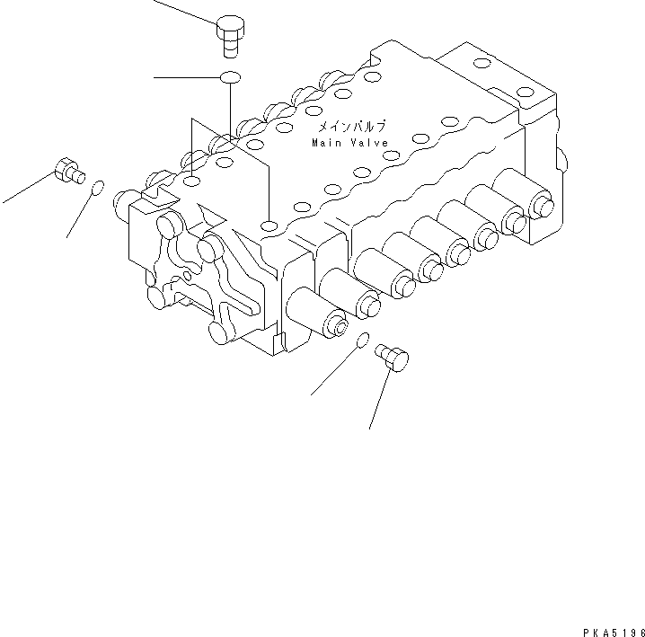 Komatsu parts book diagram for PC128UU-1 S/N 1001-UP: MAIN VALVE (PLUG) (FOR MONO-BOOM)