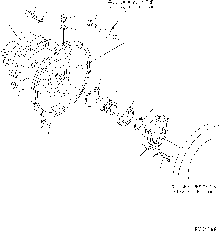 Komatsu parts book diagram for PC128UU-1 S/N 1001-UP: MAIN PUMP (FILLER ? COUPLING AND MOUNT)