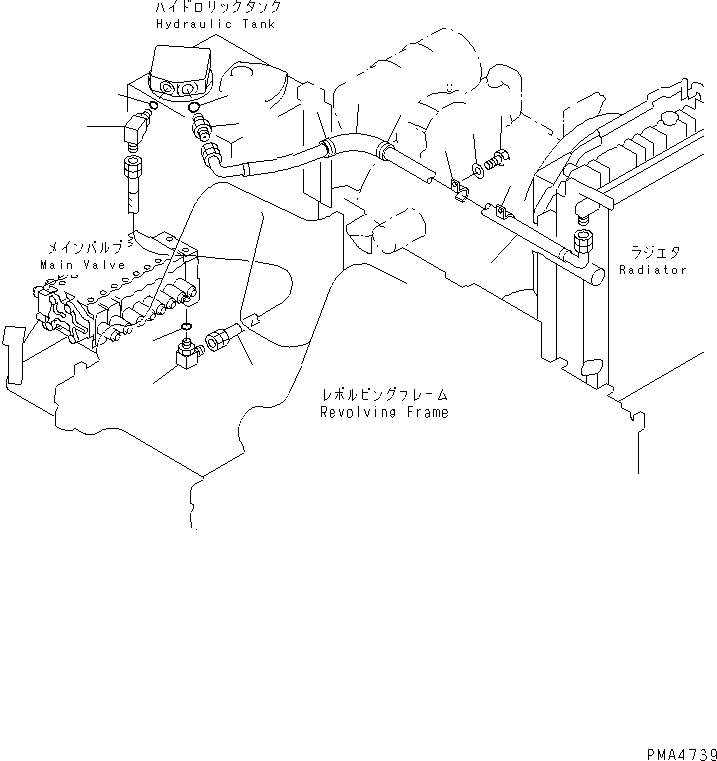Komatsu parts book diagram for PC128UU-1 S/N 1001-UP: OIL COOLER LINE
