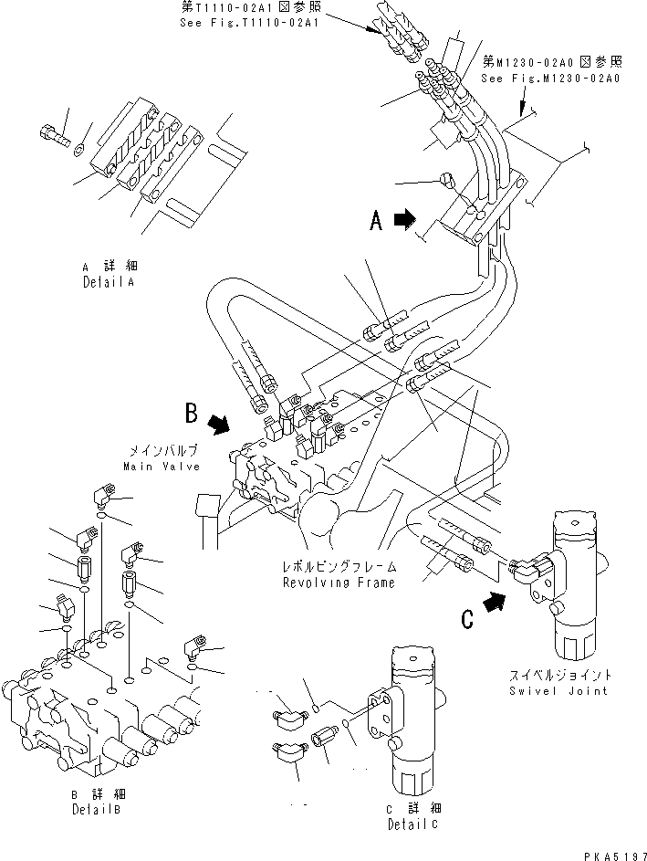 Komatsu parts book diagram for PC128UU-1 S/N 1001-UP: ARM ? BUCKET AND BLADE LINE (FOR MONO-BOOM)