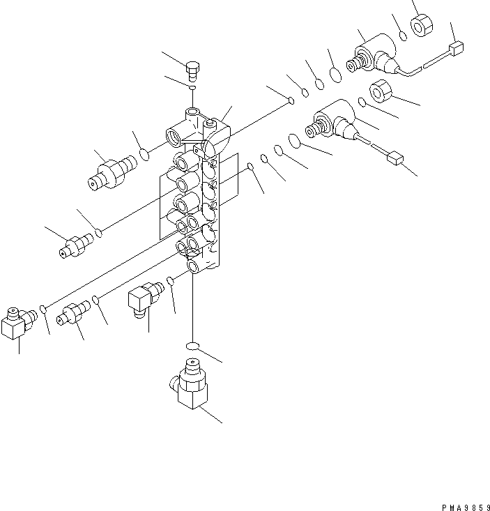 Komatsu parts book diagram for PC128UU-1 S/N 1001-UP: SOLENOID VALVE LINE (SOLENOID VALVE) (FOR ONE TOUCH DIGGING      POWER UP)(#2347-)