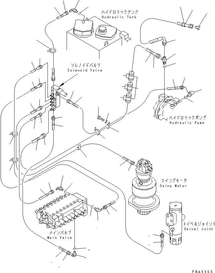 Komatsu parts book diagram for PC128UU-1 S/N 1001-UP: SOLENOID VALVE LINE (PIPING) (FOR ONE TOUCH DIGGING POWER UP)(#1001-2346)