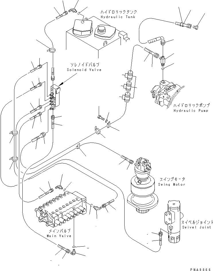 Komatsu parts book diagram for PC128UU-1 S/N 1001-UP: SOLENOID VALVE LINE (PIPING) (FOR ONE TOUCH DIGGING POWER UP)(#2347-)
