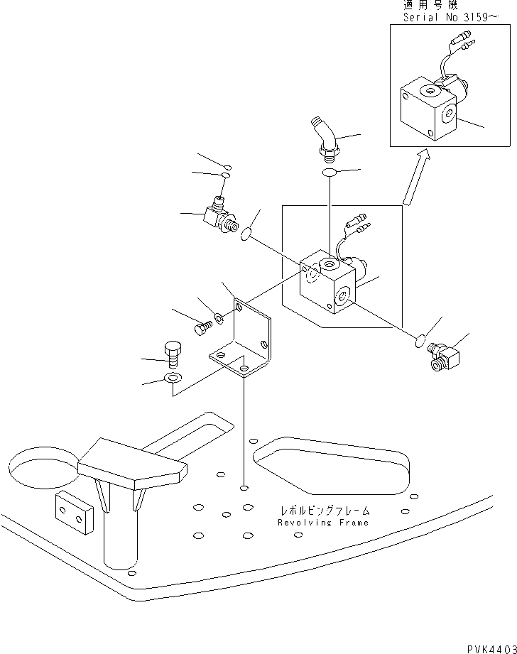 Komatsu parts book diagram for PC128UU-1 S/N 1001-UP: P.P.C. MAIN LINE (LOCK VALVE AND ELBOW) (BLADE LESS SPEC.)