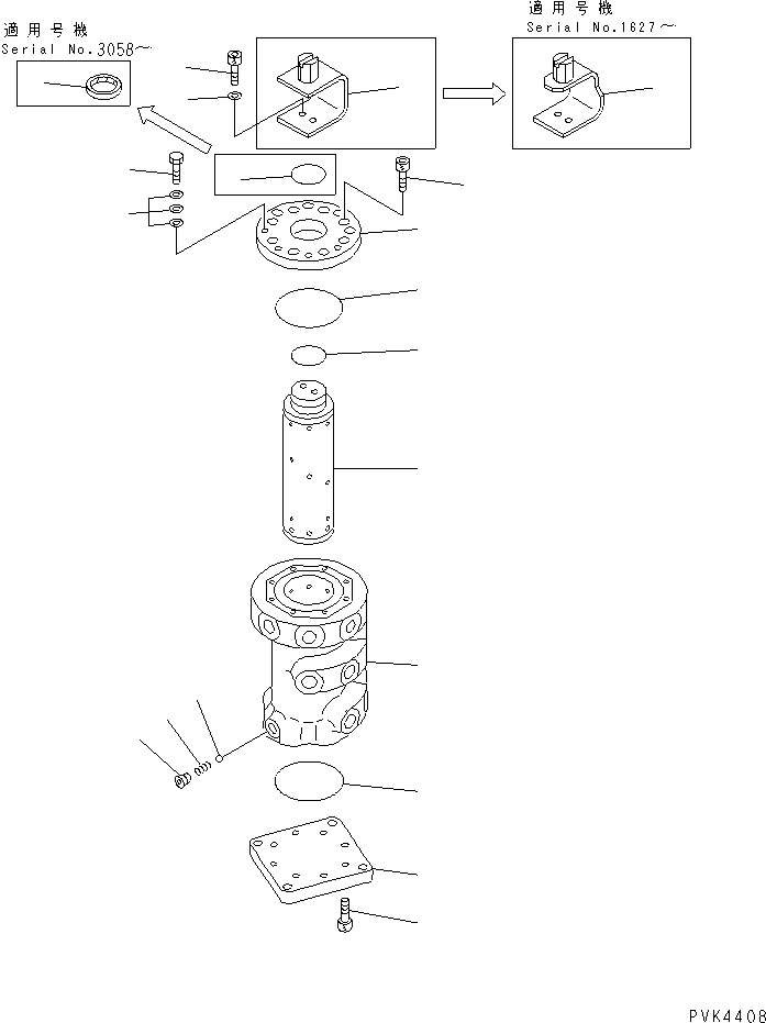 Komatsu parts book diagram for PC128UU-1 S/N 1001-UP: P.P.C. MAIN LINE (4-WAY VALVE) (MULTIPLE PATTERN CONTOROL)