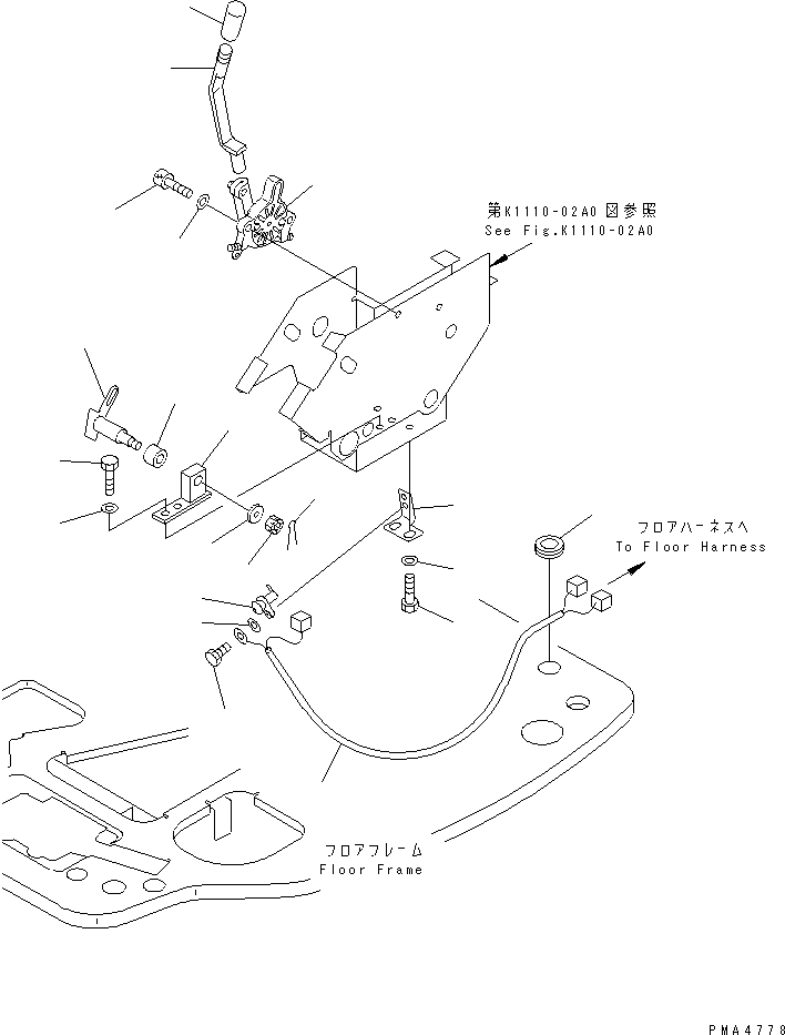 Komatsu parts book diagram for PC128UU-1 S/N 1001-UP: FLOOR FRAME (FUEL CONTROL)(#1001-2346)