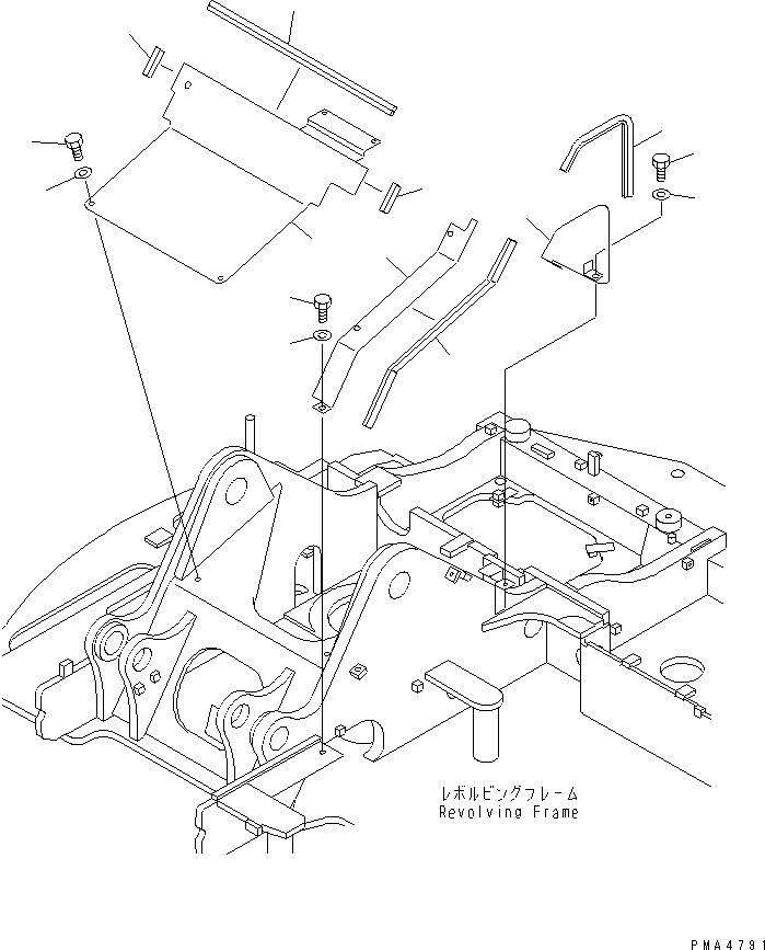 Komatsu parts book diagram for PC128UU-1 S/N 1001-UP: HOOD (CENTER COVER)