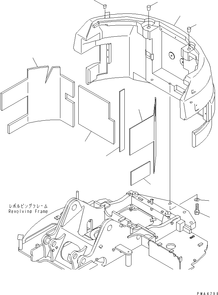 Komatsu parts book diagram for PC128UU-1 S/N 1001-UP: COUNTER WEIGHT (FOR MONO-BOOM) (BLADE LESS SPEC)(#1001-2346)