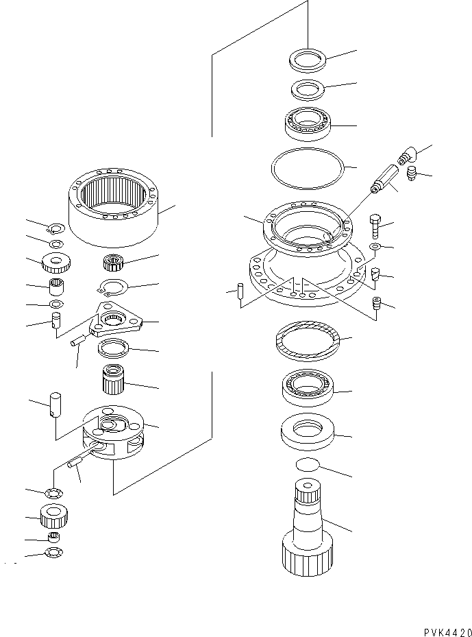 Komatsu parts book diagram for PC128UU-1 S/N 1001-UP: SWING MACHINERY