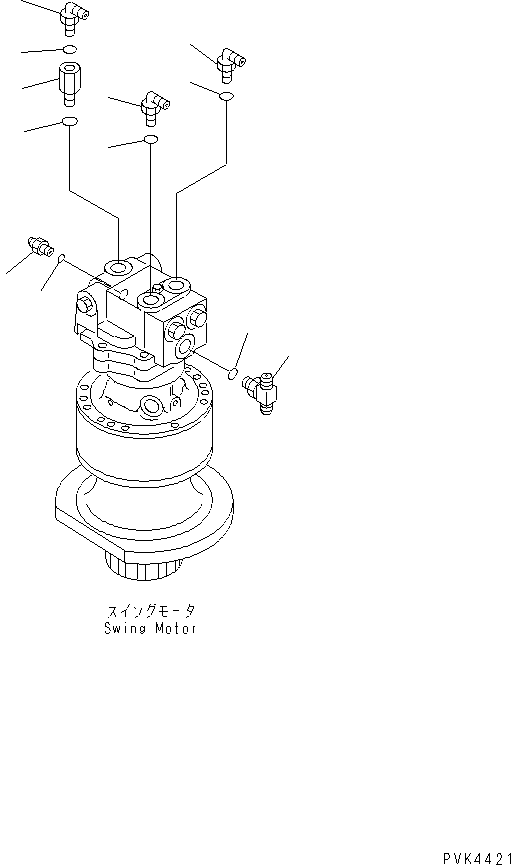 Komatsu parts book diagram for PC128UU-1 S/N 1001-UP: SWING MOTOR LINE (RELATED PARTS)(#2347-)
