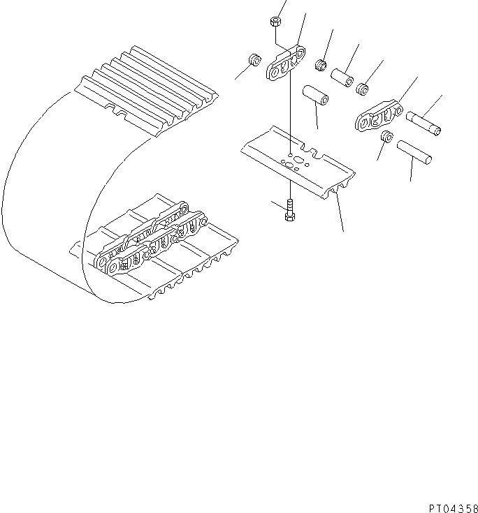 Komatsu parts book diagram for PC128UU-1 S/N 1001-UP: TRACK SHOE (TRIPLE GROUSER WITH HOLE)