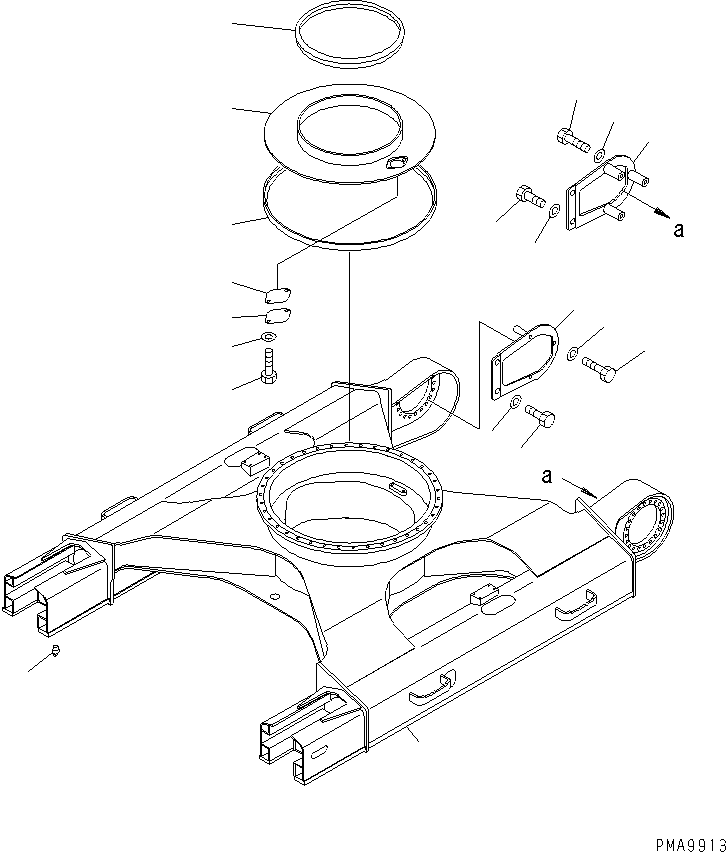 Komatsu parts book diagram for PC128UU-1 S/N 1001-UP: TRACK FRAME (BLADE LESS SPEC.)(#2347-)