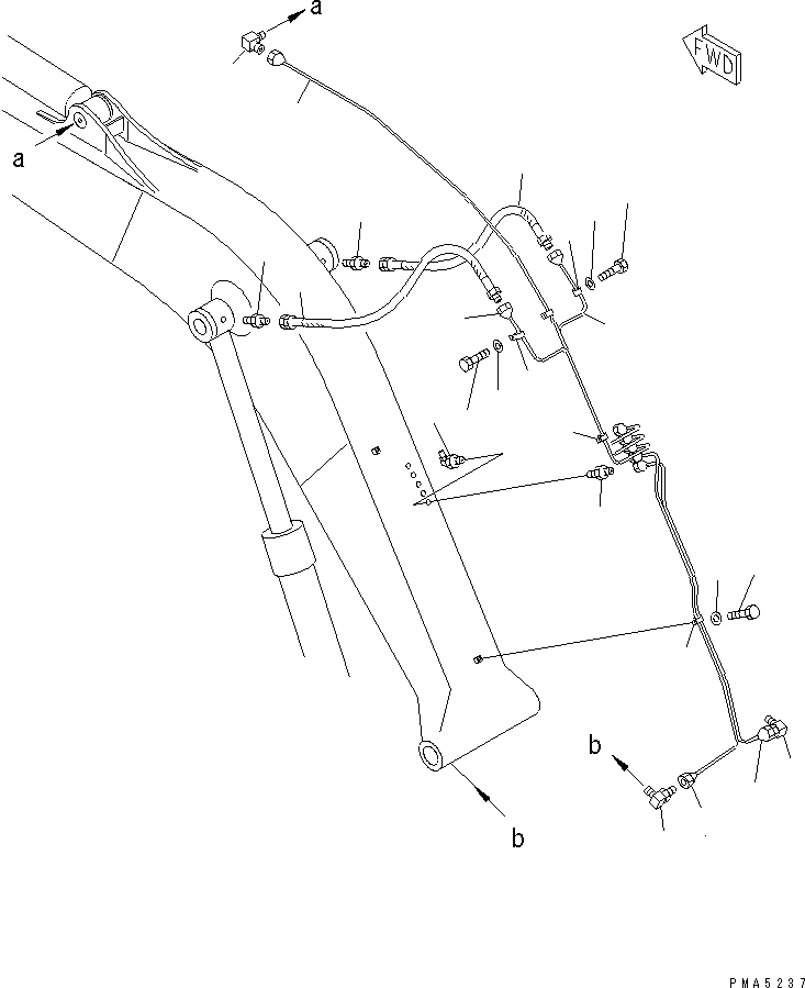 Komatsu parts book diagram for PC128UU-1 S/N 1001-UP: MONO-BOOM (LUBRICATION PIPING)