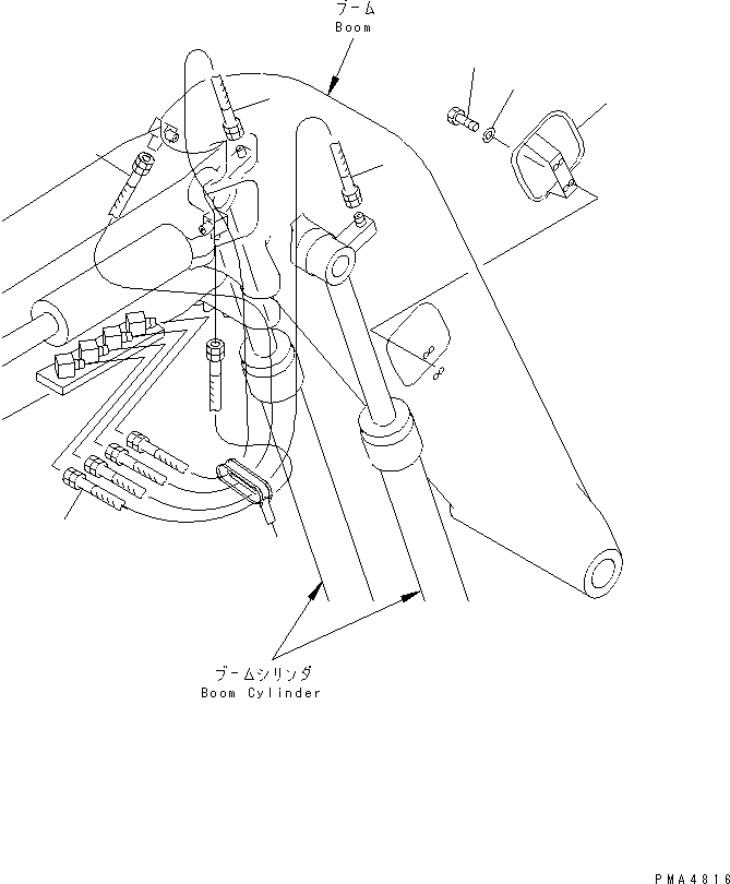 Komatsu parts book diagram for PC128UU-1 S/N 1001-UP: BOOM (LUBRICATION PIPING AND HANDRAIL)