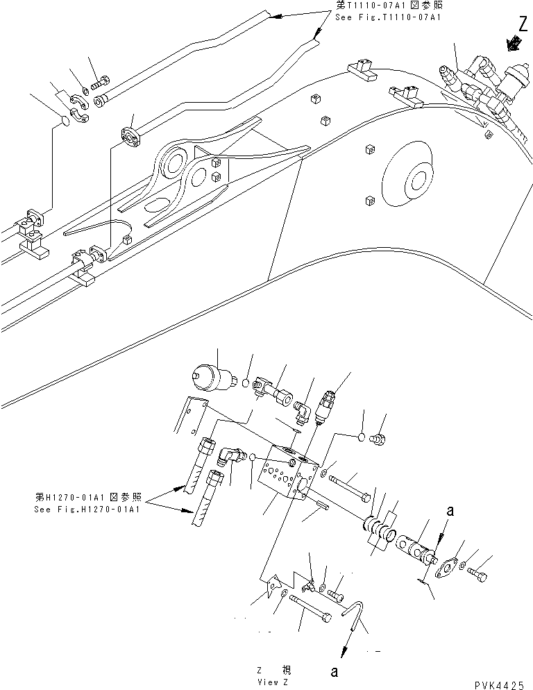 Komatsu parts book diagram for PC128UU-1 S/N 1001-UP: MONO-BOOM (WITH ATTACHMENT) (WIHT ACCUMULATOR)