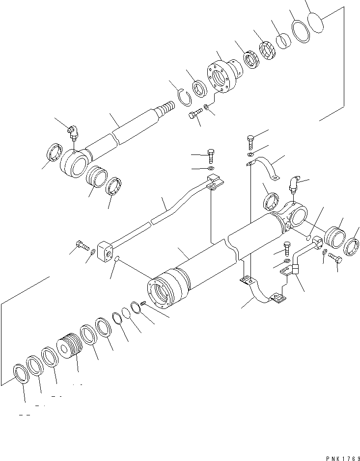 Komatsu parts book diagram for PC128UU-1 S/N 1001-UP: BUCKET CYLINDER (INNER PARTS) (FOR MONO-BOOM) (FOR LONG ARM)