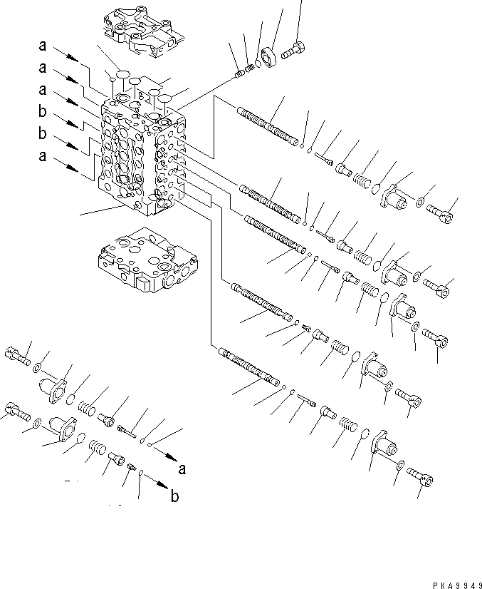 Komatsu parts book diagram for PC128UU-1 S/N 1001-UP: MAIN VALVE (1/8)