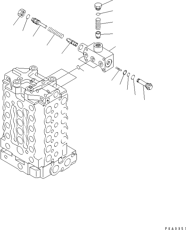 Komatsu parts book diagram for PC128UU-1 S/N 1001-UP: MAIN VALVE (3/8)(#1001-2346)
