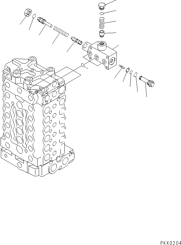 Komatsu parts book diagram for PC128UU-1 S/N 1001-UP: MAIN VALVE (3/10) (1-ACTUATOR)(#1001-2346)