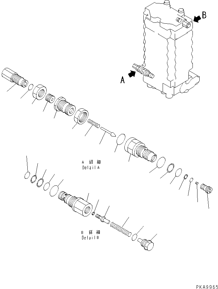 Komatsu parts book diagram for PC128UU-1 S/N 1001-UP: MAIN VALVE (6/10) (1-ACTUATOR)
