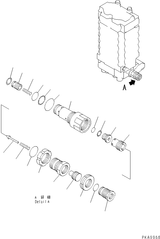 Komatsu parts book diagram for PC128UU-1 S/N 1001-UP: MAIN VALVE (7/10) (1-ACTUATOR)