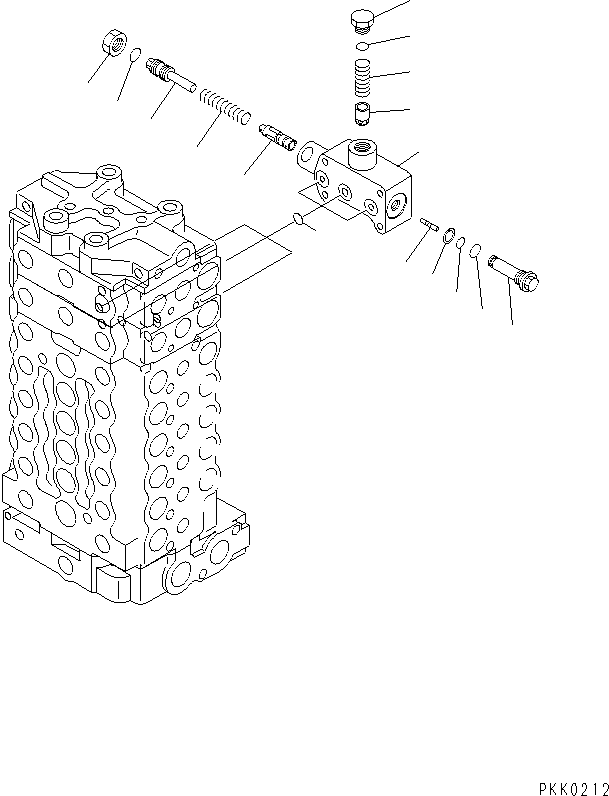 Komatsu parts book diagram for PC128UU-1 S/N 1001-UP: MAIN VALVE (3/12) (2-ACTUATOR)(#1001-2346)