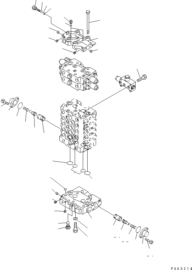 Komatsu parts book diagram for PC128UU-1 S/N 1001-UP: MAIN VALVE (5/12) (2-ACTUATOR)(#1001-2346)