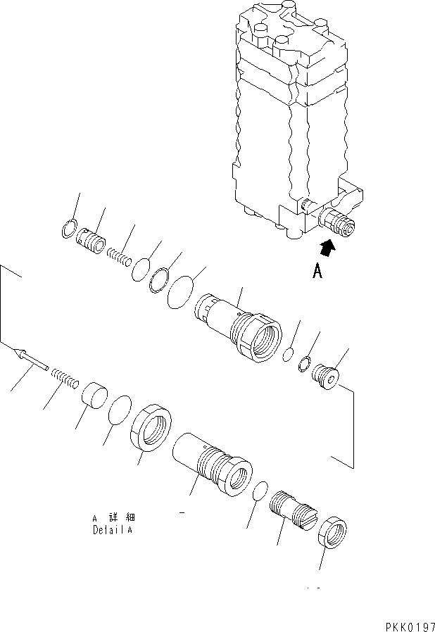 Komatsu parts book diagram for PC128UU-1 S/N 1001-UP: MAIN VALVE (7/12) (2-ACTUATOR)