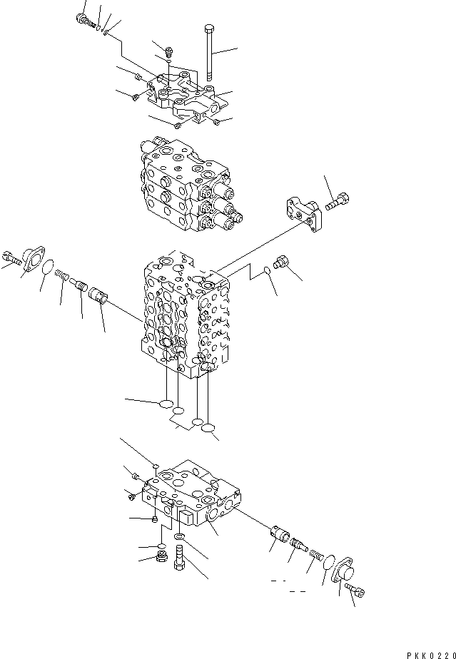 Komatsu parts book diagram for PC128UU-1 S/N 1001-UP: MAIN VALVE (5/14) (3-ACTUATOR)