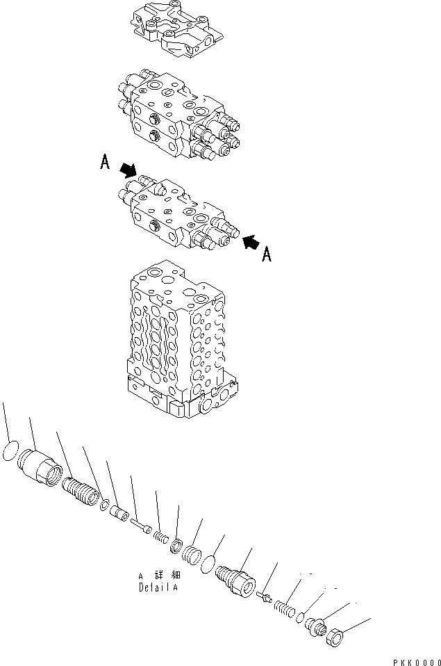 Komatsu parts book diagram for PC128UU-1 S/N 1001-UP: MAIN VALVE (10/14) (3-ACTUATOR)