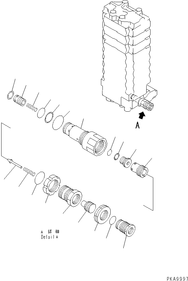 Komatsu parts book diagram for PC128UU-1 S/N 1001-UP: MAIN VALVE (7/14) (3-ACTUATOR)