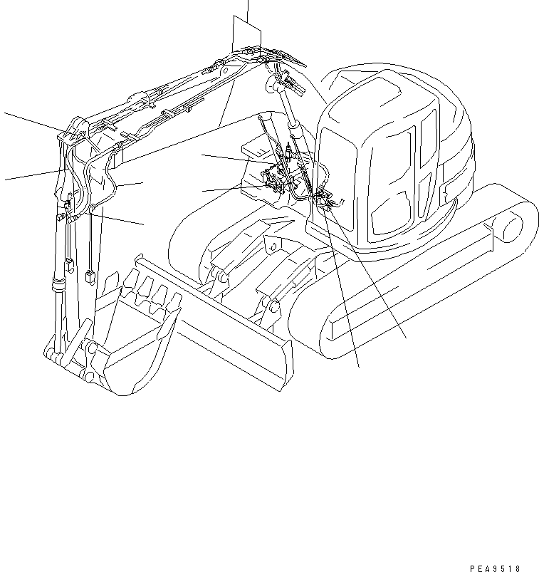 Komatsu parts book diagram for PC128UU-1 S/N 1001-UP: WORK EQUIPMENT HOSE (FOR MONO-BOOM)