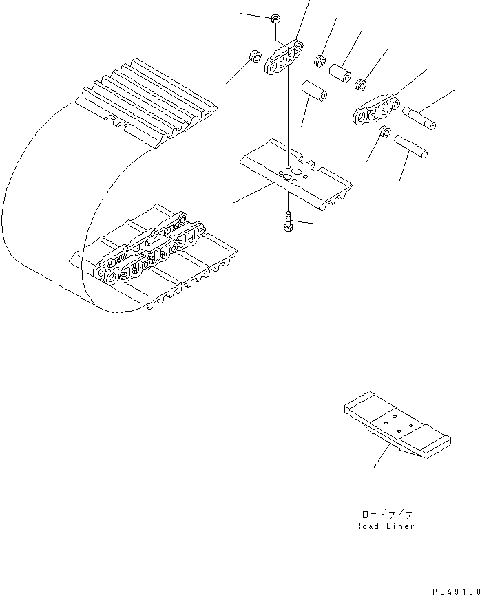 Komatsu parts book diagram for PC128UU-1 S/N 1001-UP: TRACK SHOE