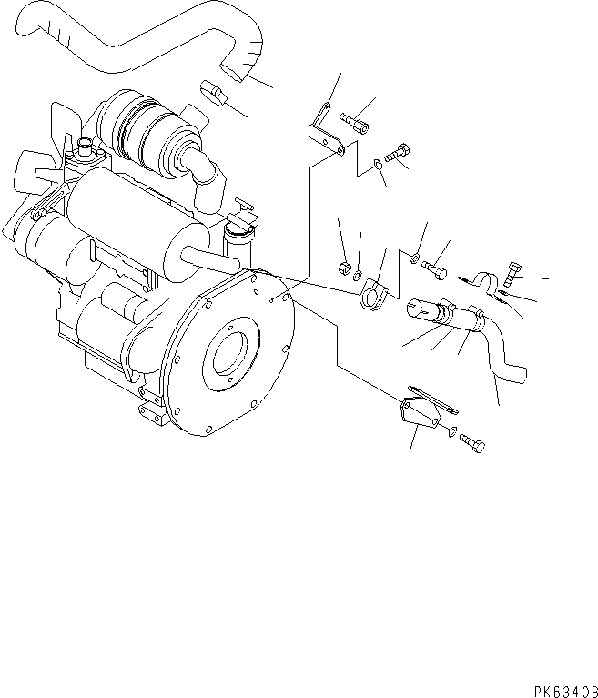Komatsu parts book diagram for PC12R-8 S/N 10001-UP: ENGINE RELATED PARTS (QUICK BREAKER ARM SPEC.)