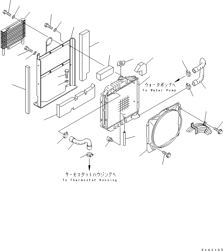 Komatsu parts book diagram for PC12R-8 S/N 10001-UP: RADIATOR AND PIPING