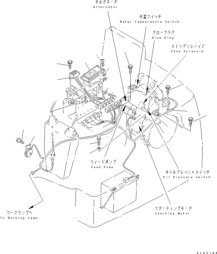 Komatsu parts book diagram for PC12R-8 S/N 10001-UP: ELECTRICAL WIRING (ENGINE AND INSTRUMENT PANEL LINE)