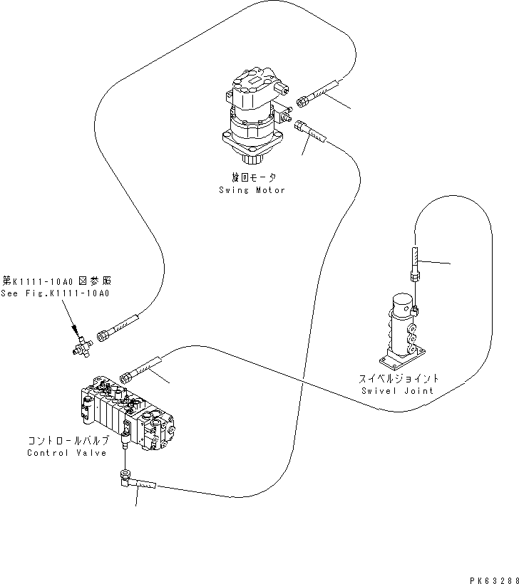 Komatsu parts book diagram for PC12R-8 S/N 10001-UP: HYDRAULIC PIPING (P.P.C. VALVE LINE)