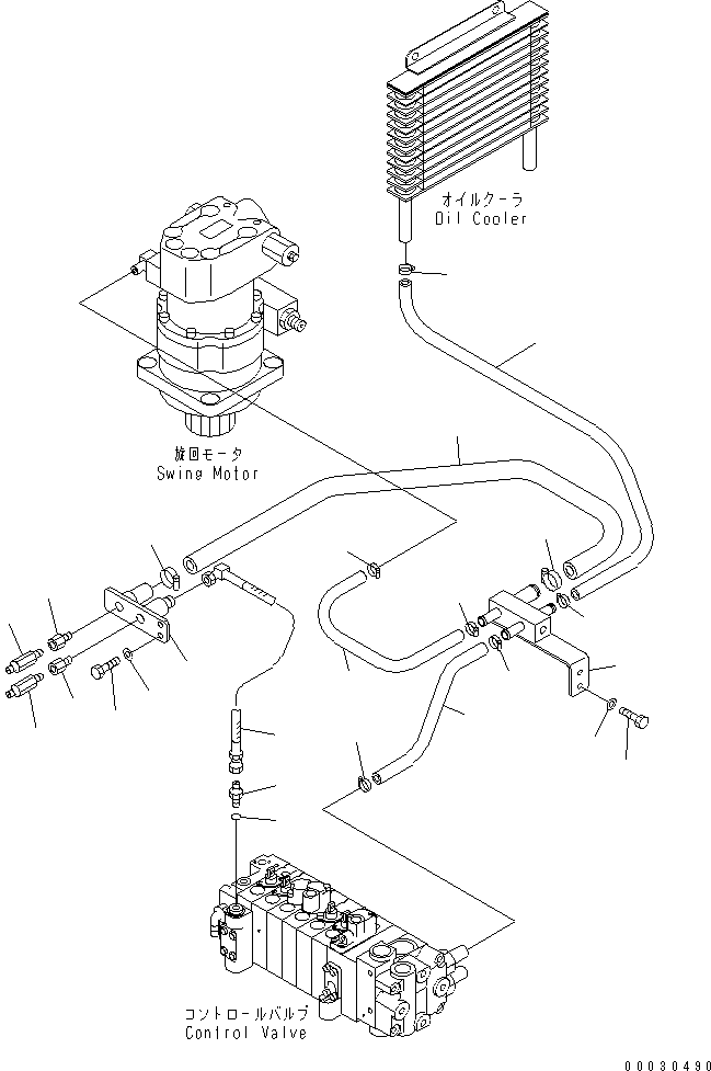 Komatsu parts book diagram for PC12R-8 S/N 10001-UP: ATTACHMENT LINE (BREAKER) (FOR CAB OR TOPS CANOPY)