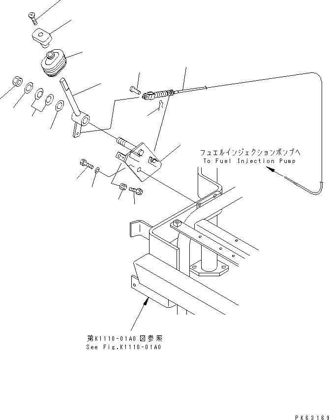 Komatsu parts book diagram for PC12R-8 S/N 10001-UP: FLOOR FRAME (2/2) (ACCEL LEVER)